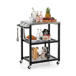 Coast Serveerwagen - 3-Laags - RVS - Max. 75 kg - 73 x 41 x 81 cm - Zwart
