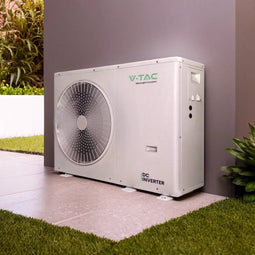 V-TAC VT-M8KW-P1H3-W Warmtepompen - ATW Monobloc - R32 - DC ventilator - 220-240V - 1 fase 8kW met back-up verwarming 3kW