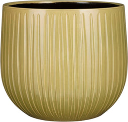 Mica Decorations Palm leaf Bloempot - 29x29x25 cm - Keramiek - Groen