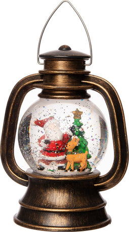 Anna's Collection Sneeuwbol/snowglobe lantaarn - 13,5 x 20 cm - met LED verlichting