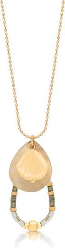 Scmyk NG-276 A - Kogel ketting met parelmoer druppel - Goudkleurig