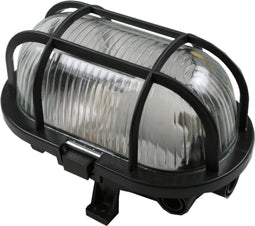 Benson Ovale buitenlamp - zwart kunststof - geribbeld glas - E27 fitting - 17 x 11 x 10.5 cm - IP54