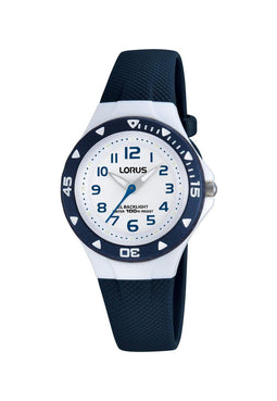 Lorus Young RRX43CX9 - Kinder Horloge - Lichtfunctie - Wit/Blauw - 30 mm