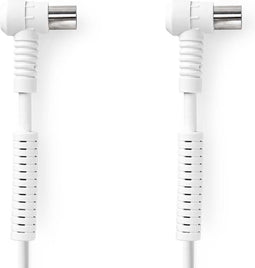 Coaxkabel - IEC (Coax) Male - IEC (Coax) Female - Vernikkeld - 120 dB - 75 Ohm - Viervoudig Afgeschermd - 5.00 m - Rond - PVC - Wit - Envelop