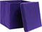 vidaXL - Opbergboxen - met - deksel - 4 - st - 32x32x32 - cm - stof - paars