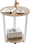 Woltu ronde salontafel - 50x50x53 cm - 2 legplanken - licht eiken