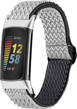 imoshion Elastisch nylon bandje - Geschikt voor Fitbit Charge 5, Charge 6 - Wit - One Size