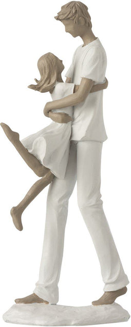 J-Line figuur Vader Met Dochter - polyresin - wit/taupe