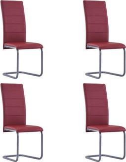 vidaXL - Eetkamerstoelen - 4 - st - kunstleer - rood