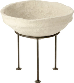 J-Line schaal Op Voet Chad - papier maché - wit