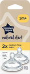 Tommee Tippee voedingsspenen, Natural Start Baby Bottle Teats, gemiddelde stroomsnelheid, 3+ maanden, borst-gelijkend voor natuurlijk zuigen, anti-koliek ventiel, zacht siliconen materiaal, Baby Feeding Essentials, set van 2