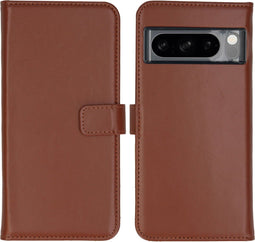 Selencia Hoesje Geschikt voor Google Pixel 8 Pro Hoesje Met Pasjeshouder - Selencia Echt Lederen Bookcase - Lichtbruin