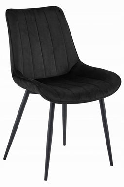 Stoel SOSA - Zwart Velvet, Zwarte Metalen Poten, Modern Design en Uitstekend Zitcomfort voor Woonkamer, Slaapkamer, Eetkamer of Kantoor, Max. 120 kg