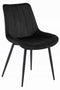 Stoel SOSA - Zwart Velvet, Zwarte Metalen Poten, Modern Design en Uitstekend Zitcomfort voor Woonkamer, Slaapkamer, Eetkamer of Kantoor, Max. 120 kg