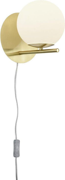 TRIO PURE - Wandlamp - Mat messing - Wit opaalglas - excl. 1x E14 28W