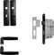 AXA Binnendeurbeslag set (Curve klik) Zwart geslepen: Kruk (model Curve) op schild voor toilet/badkamer TL63-8 en slot met zwarte voorplaat
