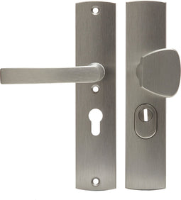 AXA Veiligheidsbeslag (Curve Plus) Inox geslepen: Knop-Kruk (model S/Blok) PC55 met kerntrekbeveiliging SKG***