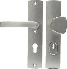 AXA Veiligheidsbeslag (Curve Plus) Inox geslepen: Knop-Kruk (model S/Blok) PC72 met kerntrekbeveiliging SKG***