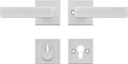 AXA Veiligheidsbeslag (Plus) Rozet vierkant Aluminium geslepen: Kruk-Kruk (model Blok) met kerntrekbeveiliging SKG***