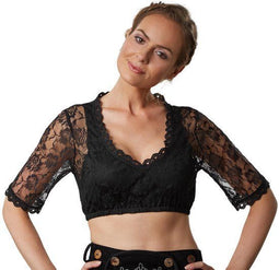 Dressforfun Dirndlblouse Resi XXL - Dirndlblouse - Halflange mouwen bloemenkant