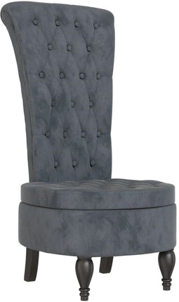 vidaXL - Stoel - hoge - rugleuning - met - knopen - fluweel - donkergrijs
