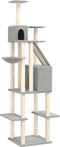 vidaXL - Kattenmeubel - met - sisal - krabpalen - 201 - cm - lichtgrijs