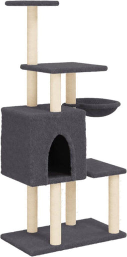 vidaXL - Kattenmeubel - met - sisal - krabpalen - 131 - cm - donkergrijs