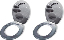 vidaXL - Toiletbrillen - met - deksels - 2 - st - stenen - MDF