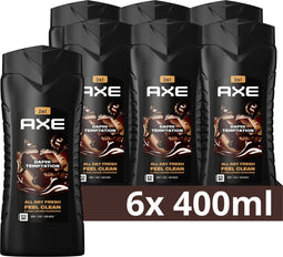 Axe 3-in-1 Douchegel - Dark Temptation XL - verzorging met de geur van donkere chocolade - 6 x 400 ml