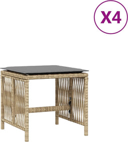 vidaXL - Tuinkrukken - 4 - st - kussens - 41x41x36 - cm - poly - rattan - gemengd - beige