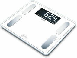 Beurer BF 410 SignatureLine White Personenweegschaal - Uitgebreide lichaamsanalyse - Tot 200 kg - XXL verlicht display - Groot sta-oppervlak veiligheidsglas 30x35 cm - 10 Gebruikers - Automatische uitschakeling - Incl. batterijen - 5 Jaar garantie