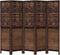 vidaXL - Kamerscherm - met - 5 - panelen - massief - paulowniahout - donkerbruin