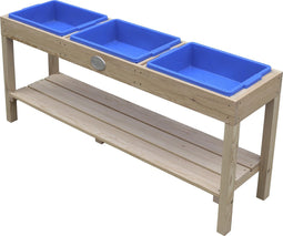 AXI Activiteiten Tafel in Naturel Bruin met 3 Blauwe Bakken - Multi-inzetbare kindertafel voor diverse activiteiten
