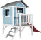 AXI Beach Lodge XL Speelhuis in Caribisch Blauw - Met Verdieping en Rode Glijbaan - Speelhuisje voor de tuin / buiten - FSC hout - Speeltoestel voor kinderen