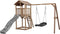 AXI Beach Tower Speeltoestel in Bruin - Speeltoren met Roxy Nestschommel, Grijze Glijbaan en Zandbak - FSC hout - Speelhuis op palen voor de tuin