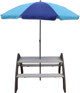 AXI Kylo Picknicktafel in Grijs/Wit met Parasol in Blauw - Picknick set voor kinderen van hout