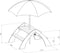 AXI Kylo Picknicktafel in Grijs/Wit met Parasol in Blauw - Picknick set voor kinderen van hout