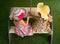 AXI Kylo Picknicktafel in Grijs/Wit met Parasol in Blauw - Picknick set voor kinderen van hout