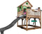 AXI Liam Speelhuis in Bruin/Groen - Met Summer Nestschommel, Grijze Glijbaan en Zandbak - Speelhuisje op palen met veranda - FSC hout - Speeltoestel voor de tuin
