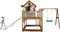 AXI Liam Speelhuis in Bruin/Groen - Met Summer Nestschommel, Witte Glijbaan en Zandbak - Speelhuisje op palen met veranda - FSC hout - Speeltoestel voor de tuin