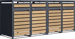 AXI Lucas metalen Containerombouw Antraciet/houtlook - Kliko ombouw voor 4 afvalcontainers – Max. 240L – Goede ventilatie