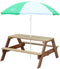 AXI Nick Picknicktafel in Bruin met Parasol in Groen/Wit - Picknick tafel voor kinderen van FSC hout