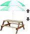 AXI Nick Picknicktafel in Bruin met Parasol in Groen/Wit - Picknick tafel voor kinderen van FSC hout