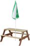 AXI Nick Picknicktafel in Bruin met Parasol in Groen/Wit - Picknick tafel voor kinderen van FSC hout