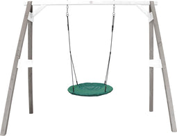 AXI Summer Nestschommel in Grijs/Wit - FSC hout - Vrijstaande Schommelset van hout met 1 nest schommel en 4 grondankers - Schommelset voor kinderen - 10 jaar Garantie!