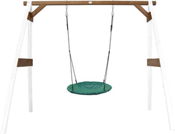 AXI Summer Nestschommel in Wit/Bruin - FSC hout - Vrijstaande Schommelset van hout met 1 nest schommel en 4 grondankers - Schommelset voor kinderen - 10 jaar Garantie!