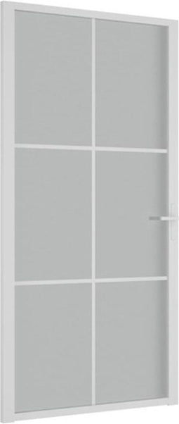 vidaXL - Binnendeur - 102,5x201,5 - cm - matglas - en - aluminium - wit