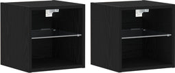vidaXL - LED - TV-kast - 2 - stuks - Zwart - Eiken - 30x28,5x30 - cm - Hout - samengesteld