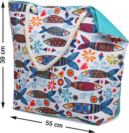 Handtas Blauw Strand Vissen