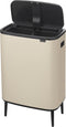 Brabantia Bo Touch Bin Hi - Prullenbak 2 x 30 liter - Afvalscheiding - Soft Beige (2 stuks)